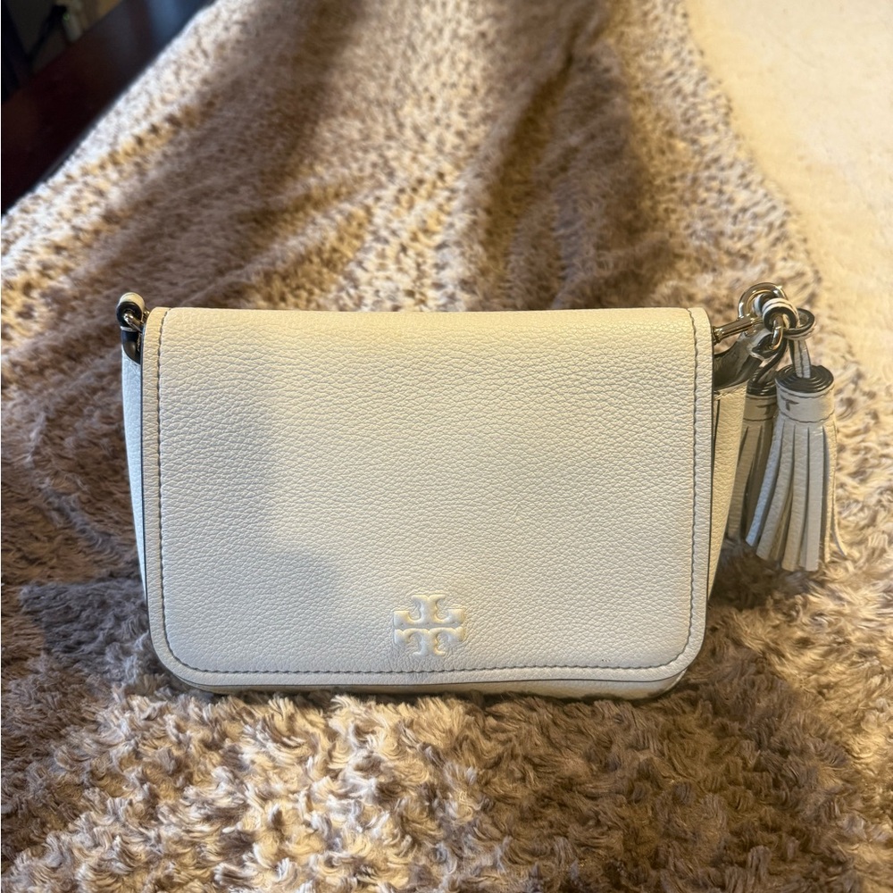 Tory Burch Cream Crossbody Bag with Tassel